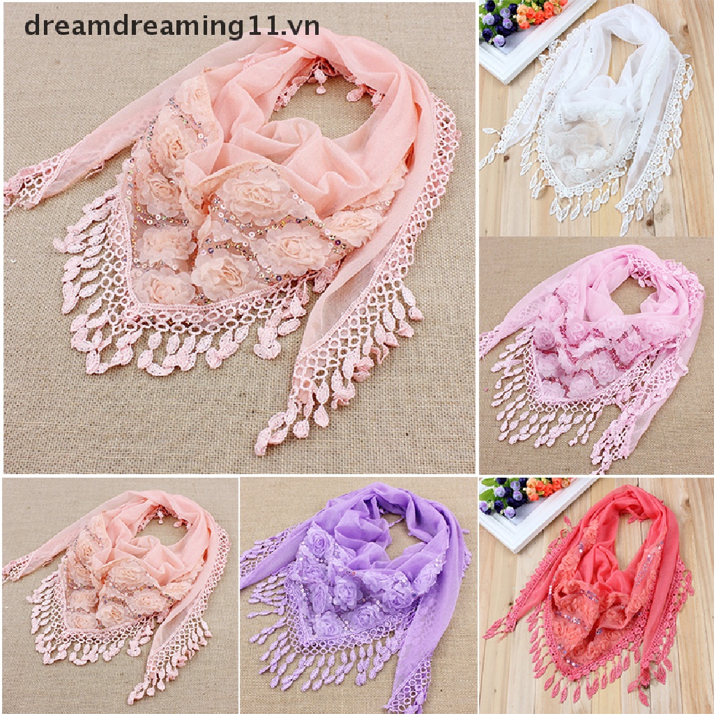 /5047vn11/ Khăn choàng cổ thêu họa tiết bằng lụa phối tua rua cho nữ
 | BigBuy360 - bigbuy360.vn