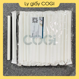 Ống hút giấy bọc màng phi 12 x 197mm |100 cái| dùng 1 lần chính hãng COGI chuyên dùng UỐNG TRÀ SỮA CÓ TRÂN CHÂU