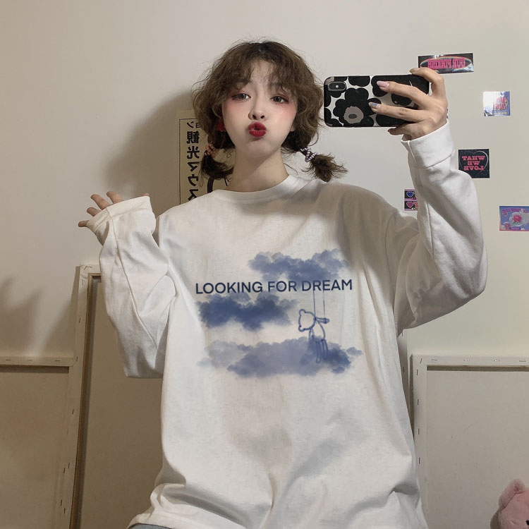 Women Korean Long Sleeve Cloud Printed Blouse | BigBuy360 - bigbuy360.vn