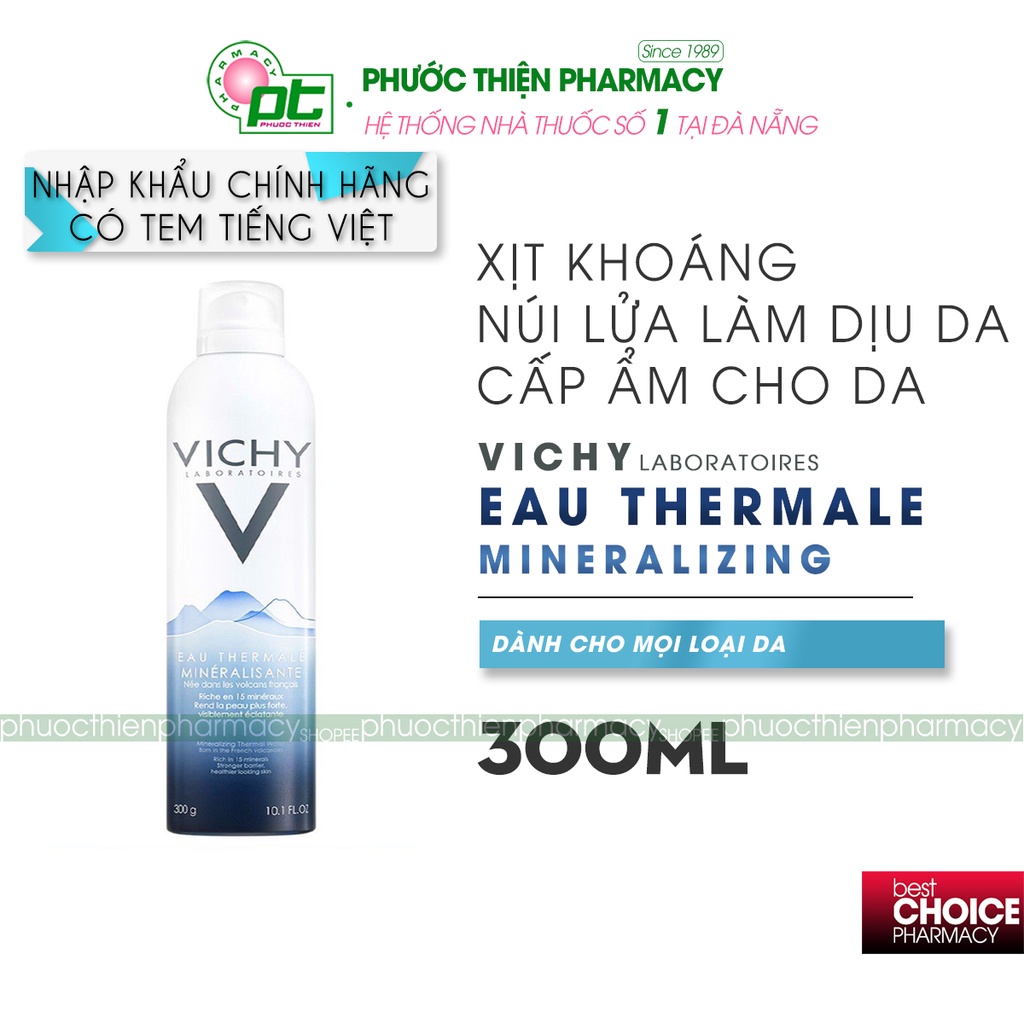 Xịt khoáng dưỡng da Vichy giúp phục hồi và làm dịu da tức thì, cân bằng độ pH EAU Mineralizing Thermal Water 300ml