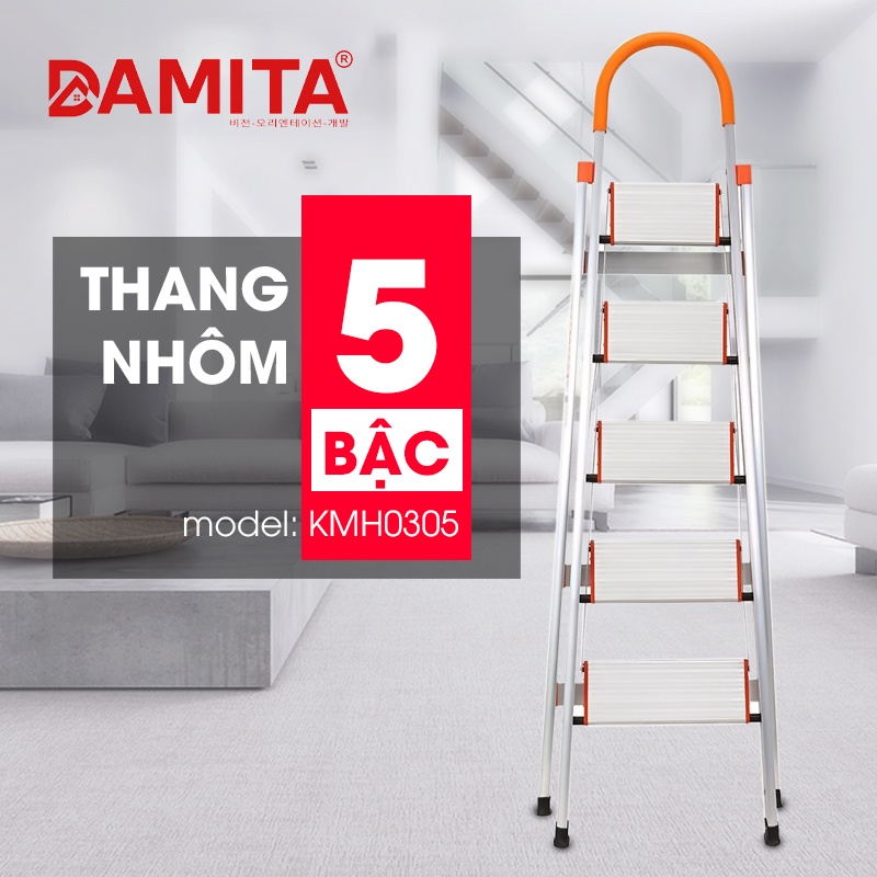 Thang nhôm ghế 3.4.5.6.7 bậc PRO DAMITA cao cấp chính hãng hàn quốc tải trọng 300kg