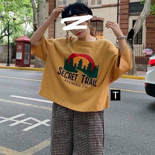 Áo thun croptop SECRET TRAIL cầu vồng kèm họa tiết hoa cúc - Sỉ lẻ áo croptop