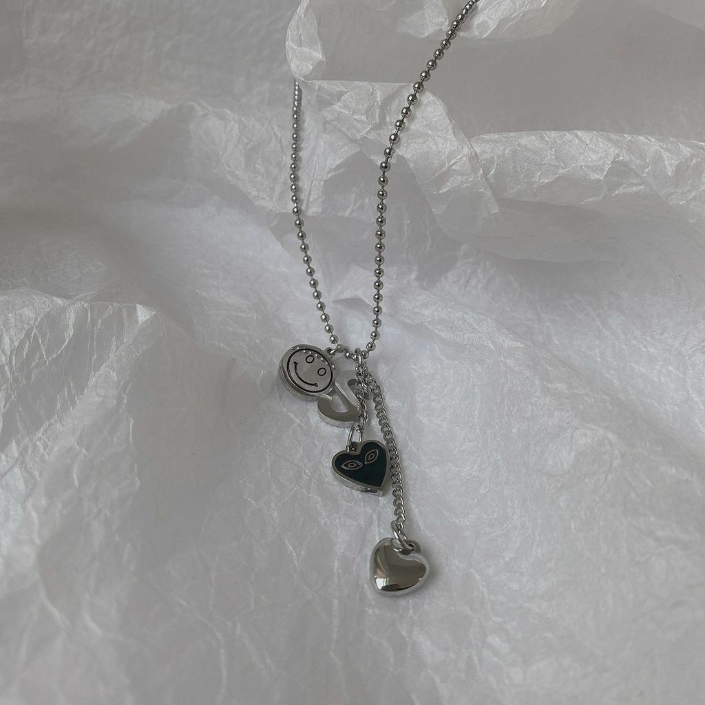 Dây Chuyền Thép Titan Không Phai Màu Mặt Chữ Love Mặt Cười Phong Cách Hàn Quốc 22763