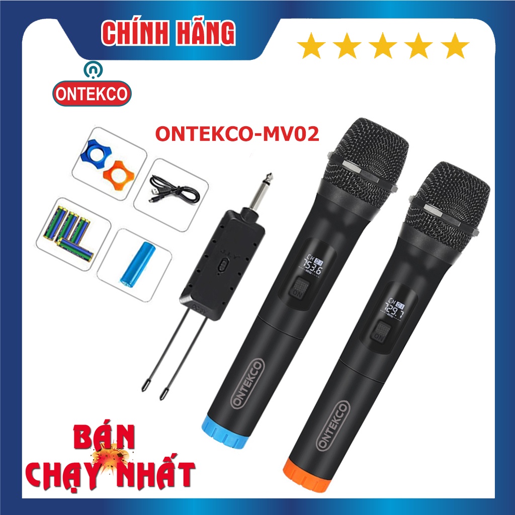 [GIAO HỎA TỐC]Micro hát karaoke ONTEKCO MV02 bản nâng cấp, hút âm tốt, chống hú cho loa kéo, dàn âm thanh, loa thanh