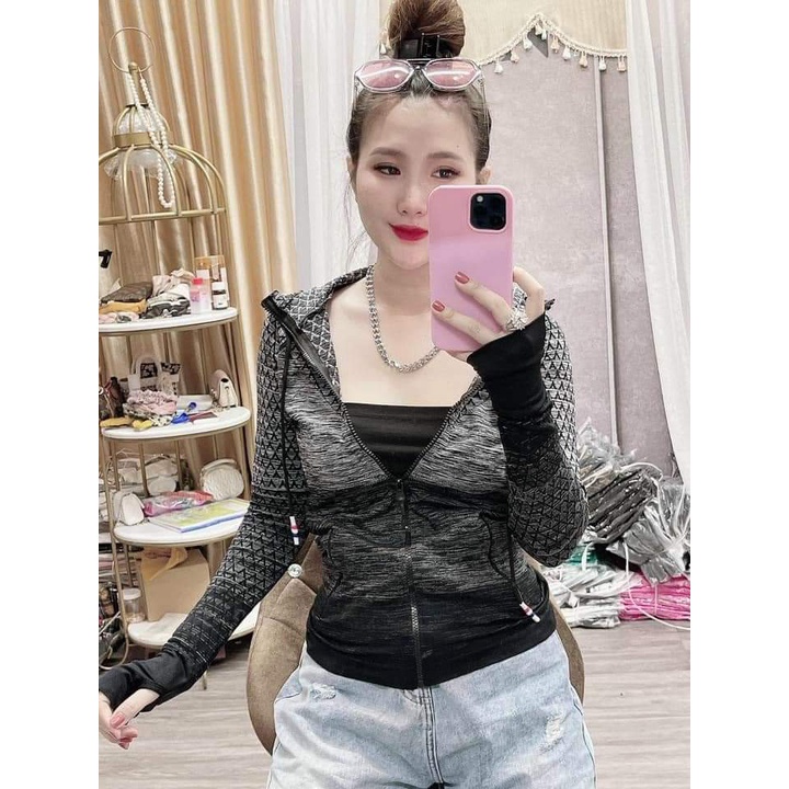 Áo khoác trám dài tay thể thao nữ, mỏng, mát, ôm body - Áo khoác tập Gym, Yoga, đi chơi, đi làm