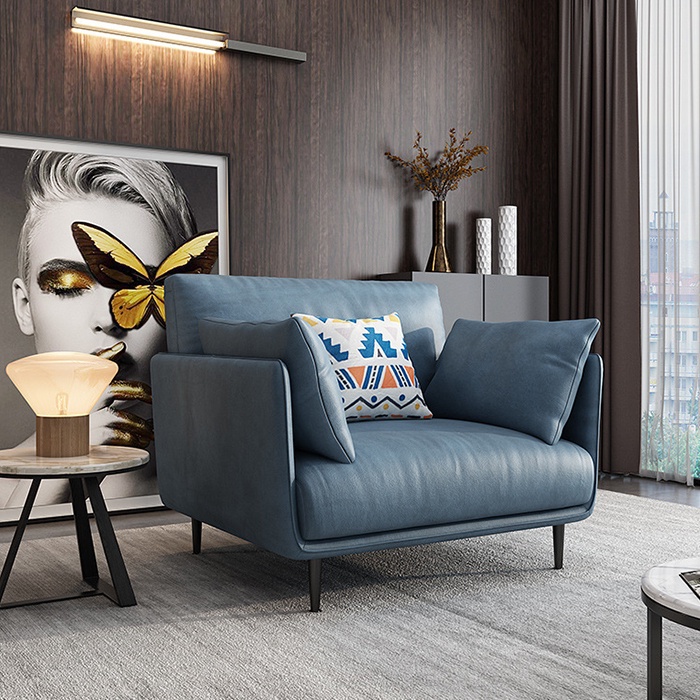 Ghế sofa đơn hiện đại phòng khách khung sắt phun sơn tĩnh điện bọc nỉ da sang trọng quý phái