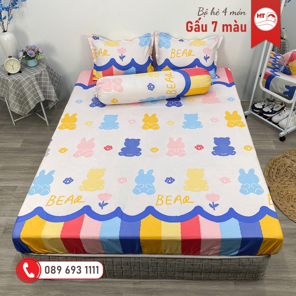 Bộ Ga Gối 4 Món Cotton Polly In Hình 3D, bộ chăn ga 4 món ,chăn ga giá rẻ drap bo chun in họa tiết H&T Chăn Ga Gối | BigBuy360 - bigbuy360.vn