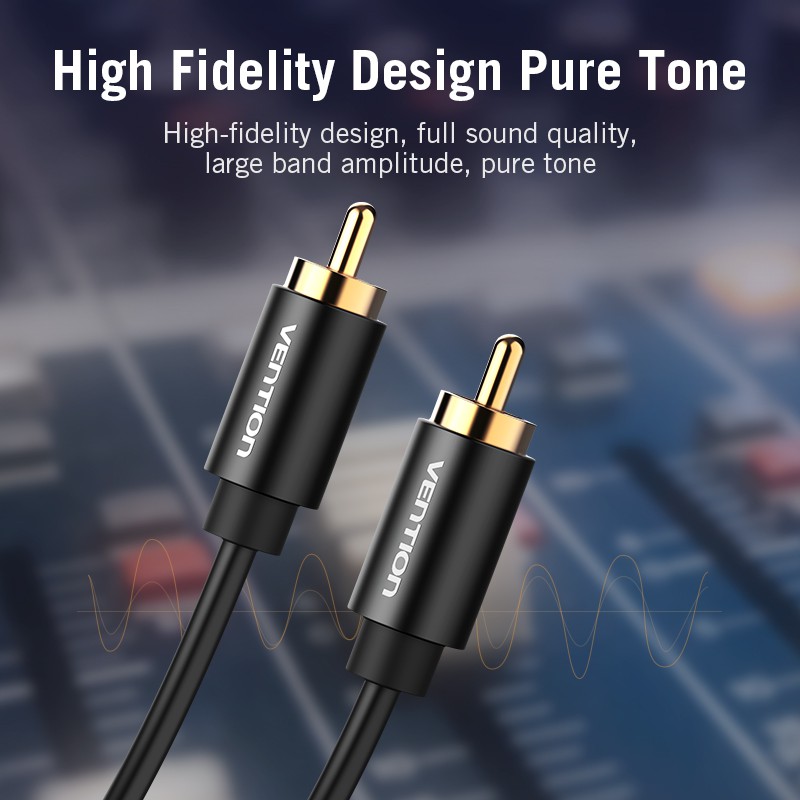 Cáp âm thanh RCA VENTION thiết kế 2 đầu cắm RCA chuyên dụng cho bộ khuếch đại