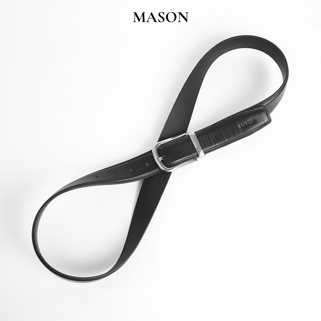 Thắt lưng nam da bò trơn cao cấp bản 3,5 cm thương hiệu MASON - M20