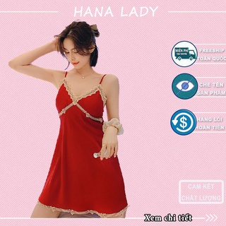 Váy ngủ, đồ ngủ nữ hai dây lụa sexy cao cấp quyến rũ gợi cảm VN441
