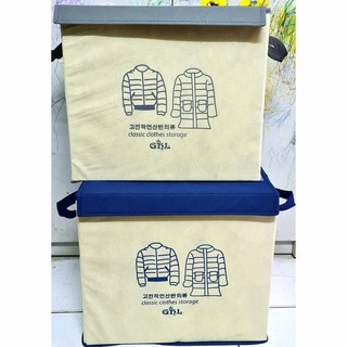 Combo 2 Hộp vải có tay xách màu Xám & Xanh đậm