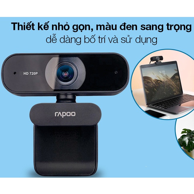 Camera máy tính bàn có mic nói chuyện - Webcam rapoo c200 hd 720p chính hãng siêu nét pd0076