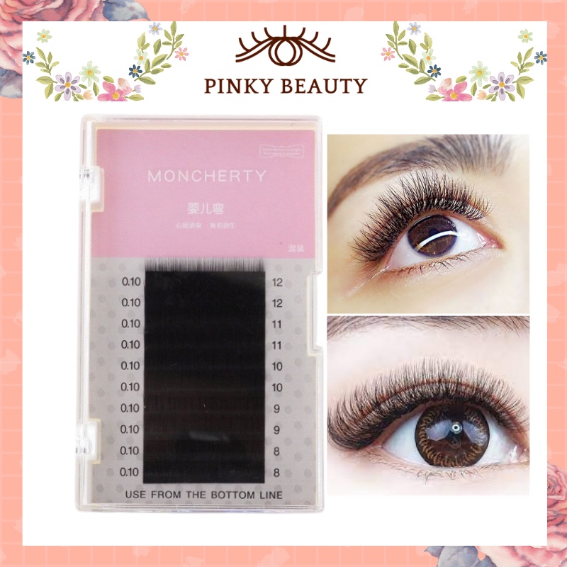 Lông Mi Giả Sợi Lụa Pinky Beauty Siêu Mềm Hộp Mi Lụa Sợi Đơn Tự Nối Tại Nhà Cao Cấp Kích Thước Tùy Chọn 8-12mm