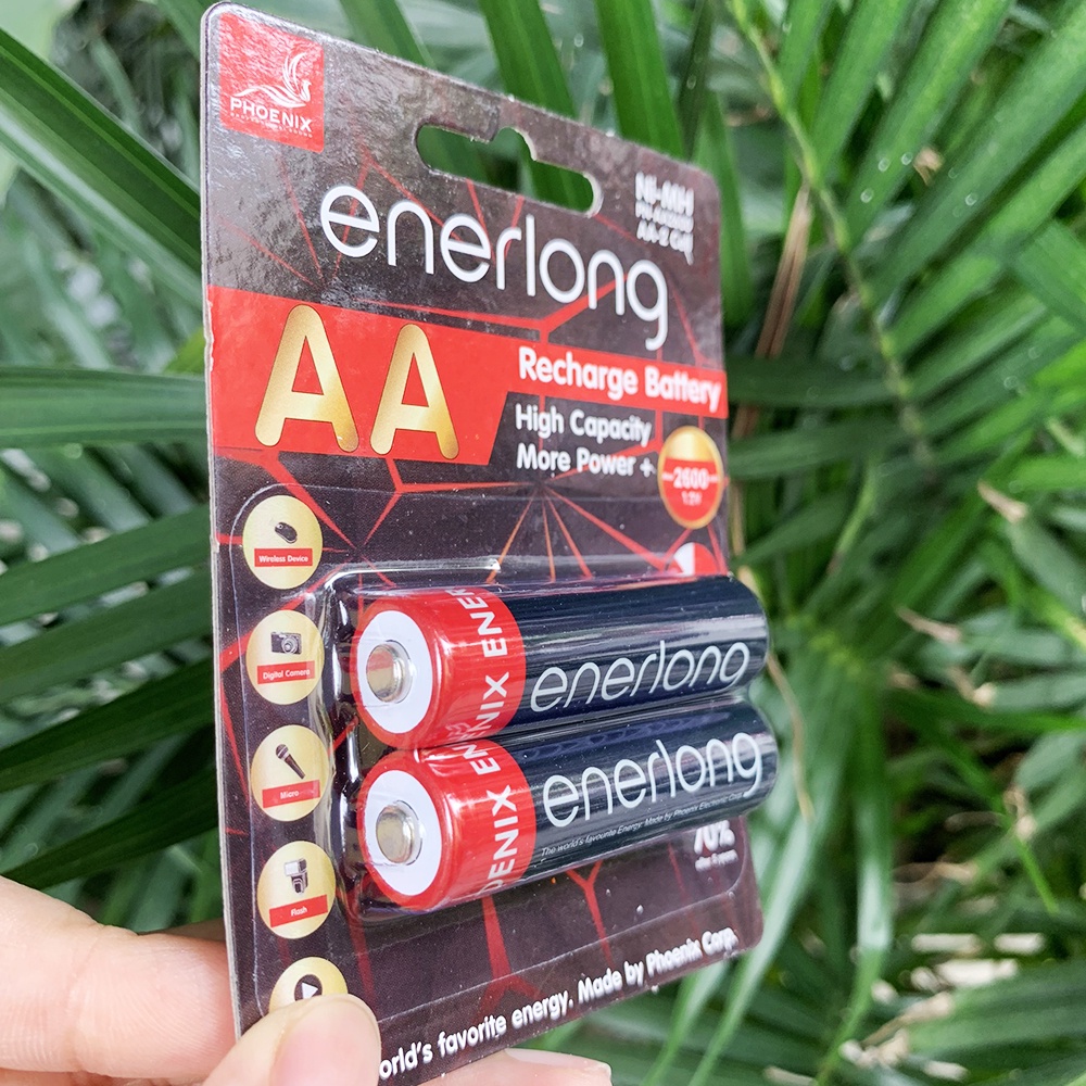 Vỉ 2 viên pin sạc AA Enerlong 2600mAh, Pin sạc lại 600 lần - Enerlong AA-2600 (Hàng chuẩn)