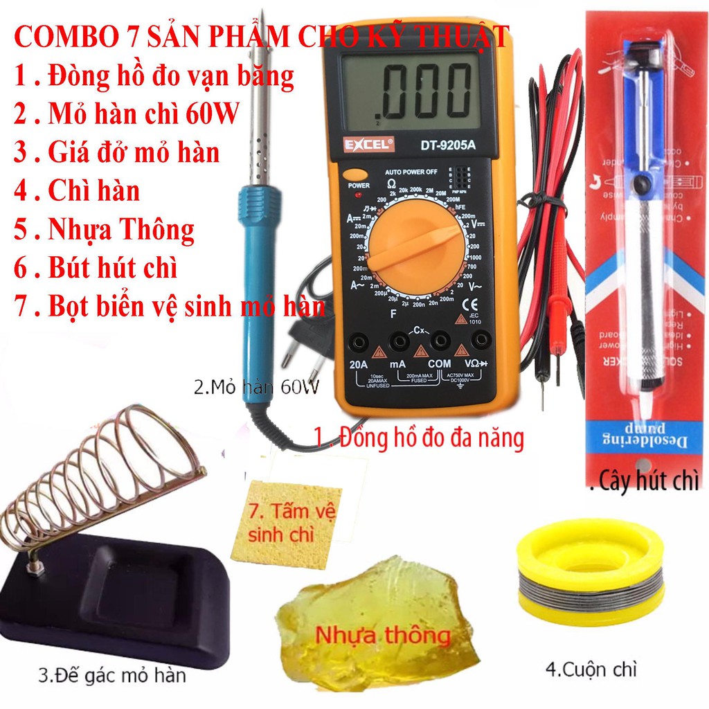 Đồng hồ đo vạn năng Digital Excel DT9205A và 6 món kỹ thuật hàn