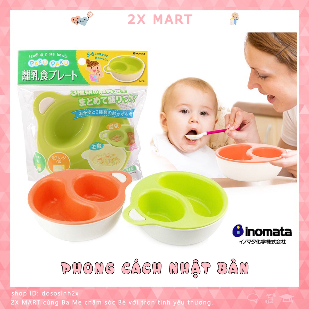 Bát ăn dặm cho bé bộ chén khay chia ngăn kiểu Nhật nhựa cao cấp an toàn 2X MART