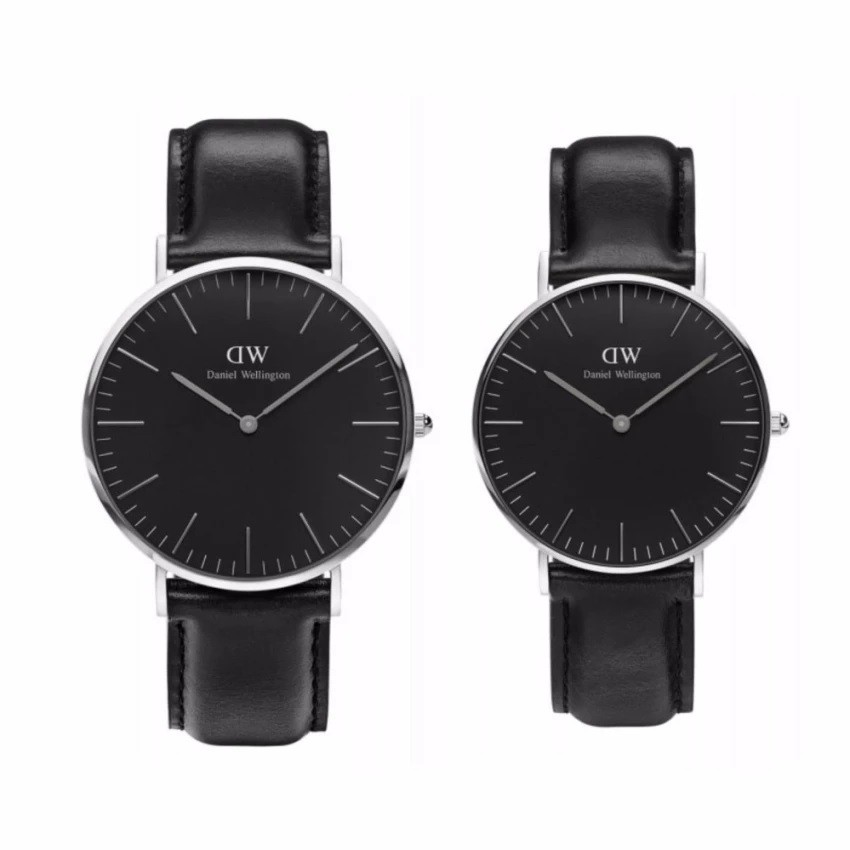 Combo cặp đồng hồ Daniel Wellington DW CLASSIC BLACK SHEFFIELD 40mm và 36mm -BẠC