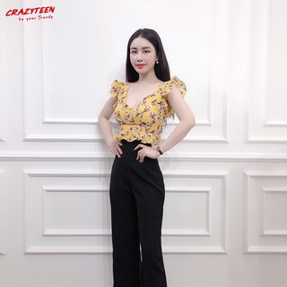 Aó Kiểu Croptop Họa Tiết Hoa Thiết Kế CRAZYTEEN (AC0064)