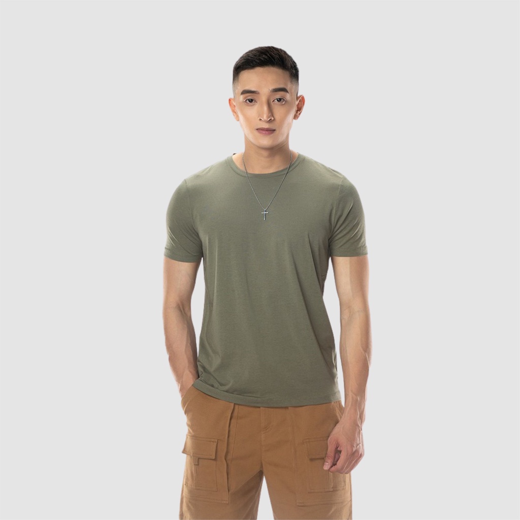 Áo thun nam cổ tròn basic CIZA vải cotton dày dặn, co giãn, tay ngắn, trẻ trung size S M L XL 4 màu ATNB01