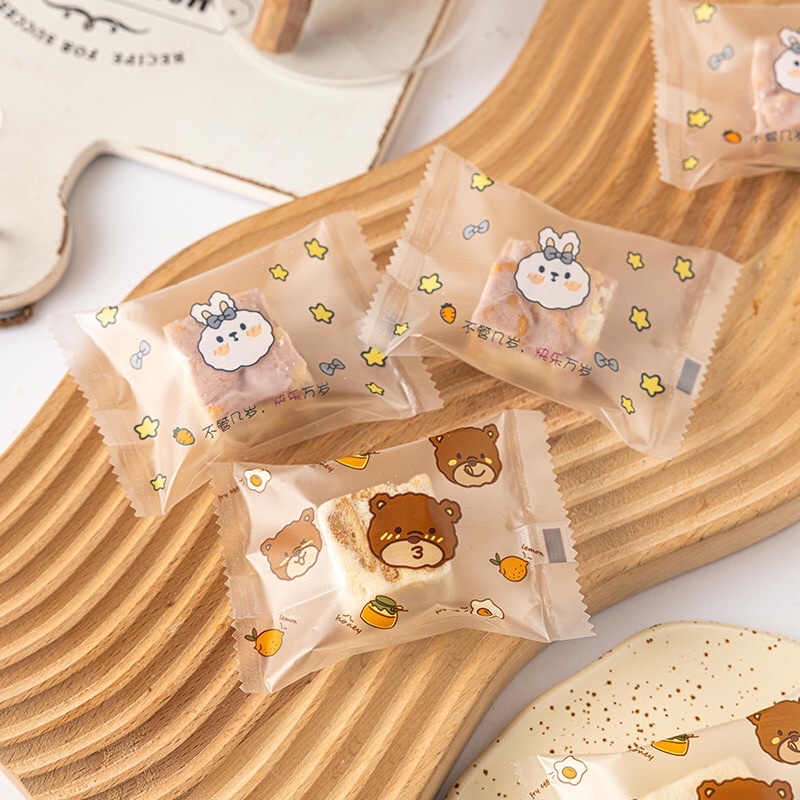Xấp 100 Túi Gói Bánh Quy Kẹo Nougat Hạnh Phúc Hàn Miệng Túi - KAT Official Store