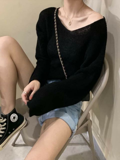 (Có sẵn)Áo len dài tay mù tạt xanh ulzzang