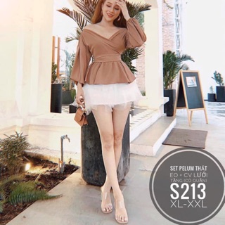 Set peplum + chân váy( set vest trắng 2xl Nguyễn Tú)