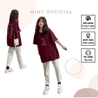Áo phông gấu clever đỏ thẫm