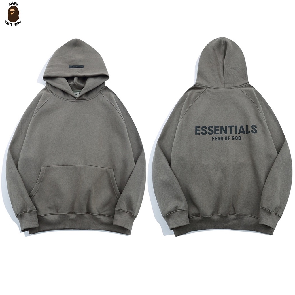 [Best Quality] Áo Hoodie Essentials Silicon Logo SS2021, Hoodie FOG chất liệu Cotton, 4 màu Đen, Xám, Tan, Kem BapeVN.