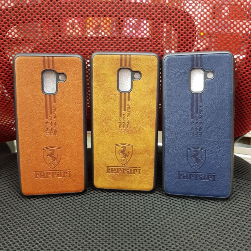 Ốp Samsung A8 plus 2018 dẻo vân da in logo