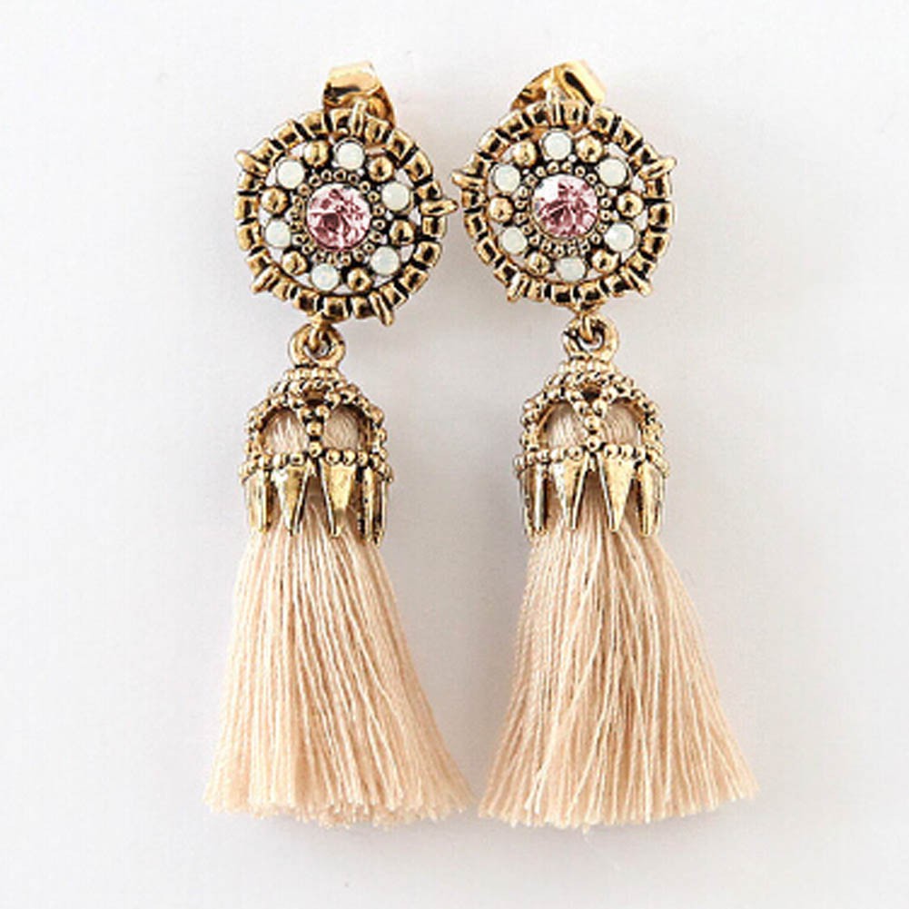 Hoa tai tua rua dài đính đá pha lê phong cách cổ điển