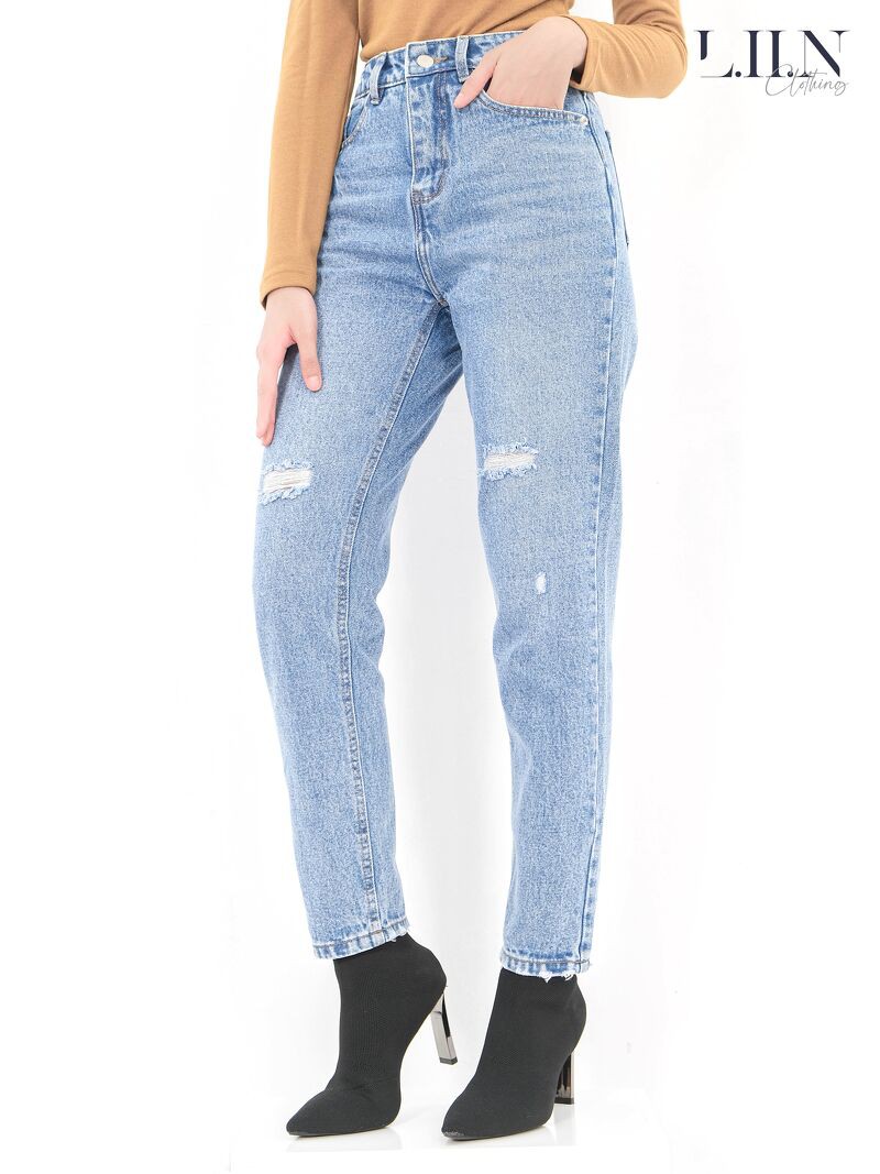 Quần baggy nữ Linbi Jean nữ bò rách cao cấp, chất liệu mềm mại không phai màu Liin clothing Q3346