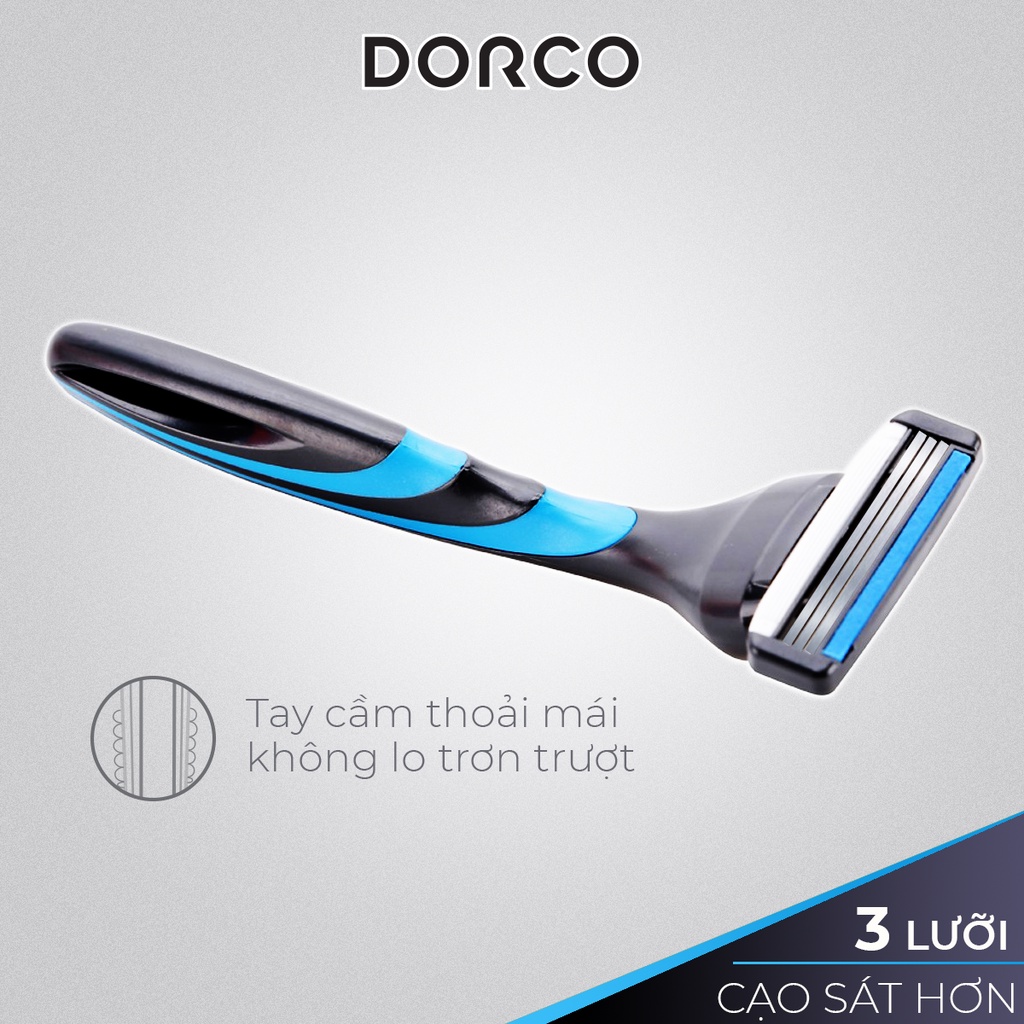 Dao Cạo Râu 3 Lưỡi Dorco Pace 3 Kèm Quà Tặng Túi 5 Đầu Dao Cạo Dorco 2 Lưỡi