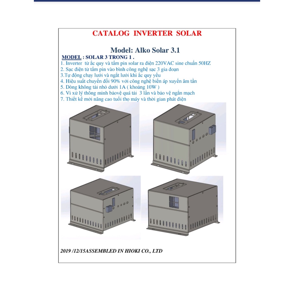 INVERTER SOLAR HIOKI 12V/1000W LƯU TRỮ CÓ NỐI LƯỚI