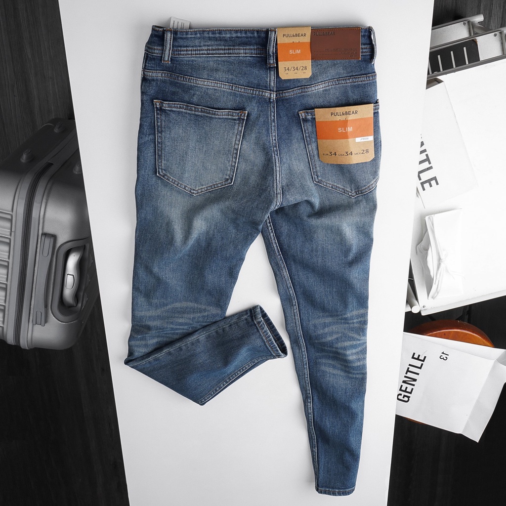 Quần jean dài nam PB Form Slimfit,chất vải co dãn,ống quần 15 - 17cm - JPB558