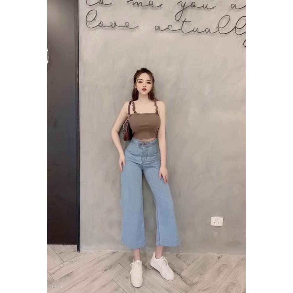 ÁO 2 DÂY BÈO CROPTOP NÂU HOT