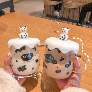 Cốc Nước Bò Sữa Thuỷ Tinh Cute