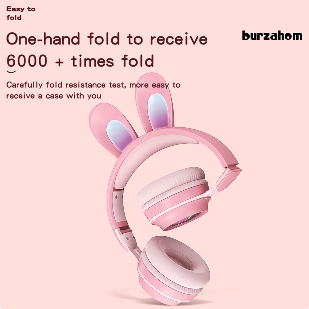 Tai Nghe Không Dây Bluetooth 5.0 Hỗ Trợ Thẻ SD-Card RGB Hình Tai Thỏ Dễ Thương