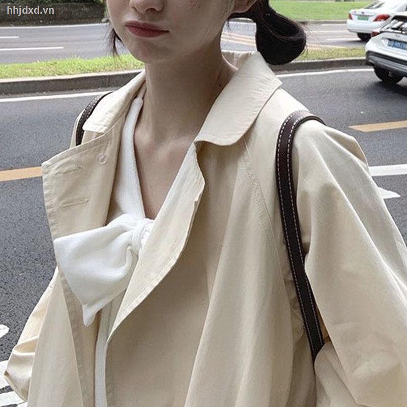 MINGBO Áo khoác gió dáng rộng tay phồng cổ búp bê Nhật Bản có khóa cài | BigBuy360 - bigbuy360.vn