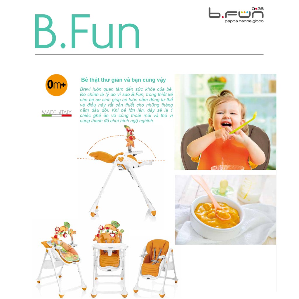 Ghế Ăn Có Đồ Chơi Cho Bé Từ 0-36 Tháng Brevi-B.Fun Rosso BRE279 (Nhiều Màu)