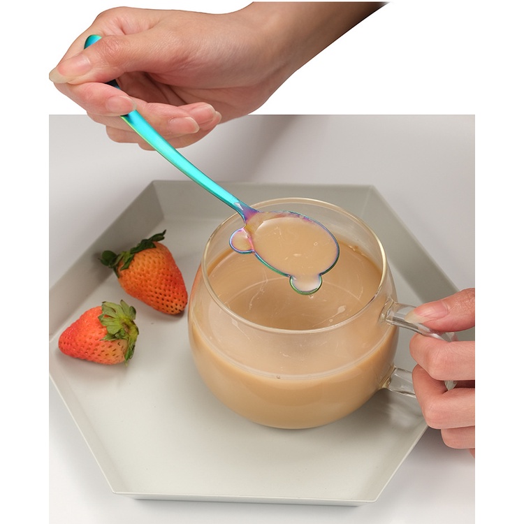 Muỗng Cà Phê Bằng Thép Không Gỉ 304 Hình Gấu Hoạt Hình Sáng Tạo