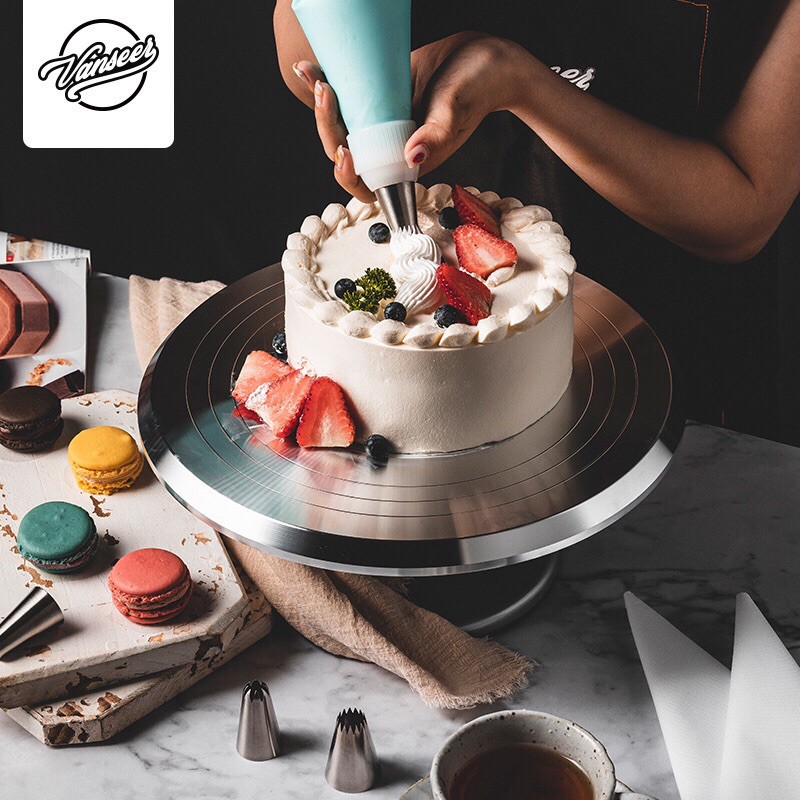 Bàn Xoay Trang Trí Bánh Bằng Kim Loại Cao Cấp 30cm