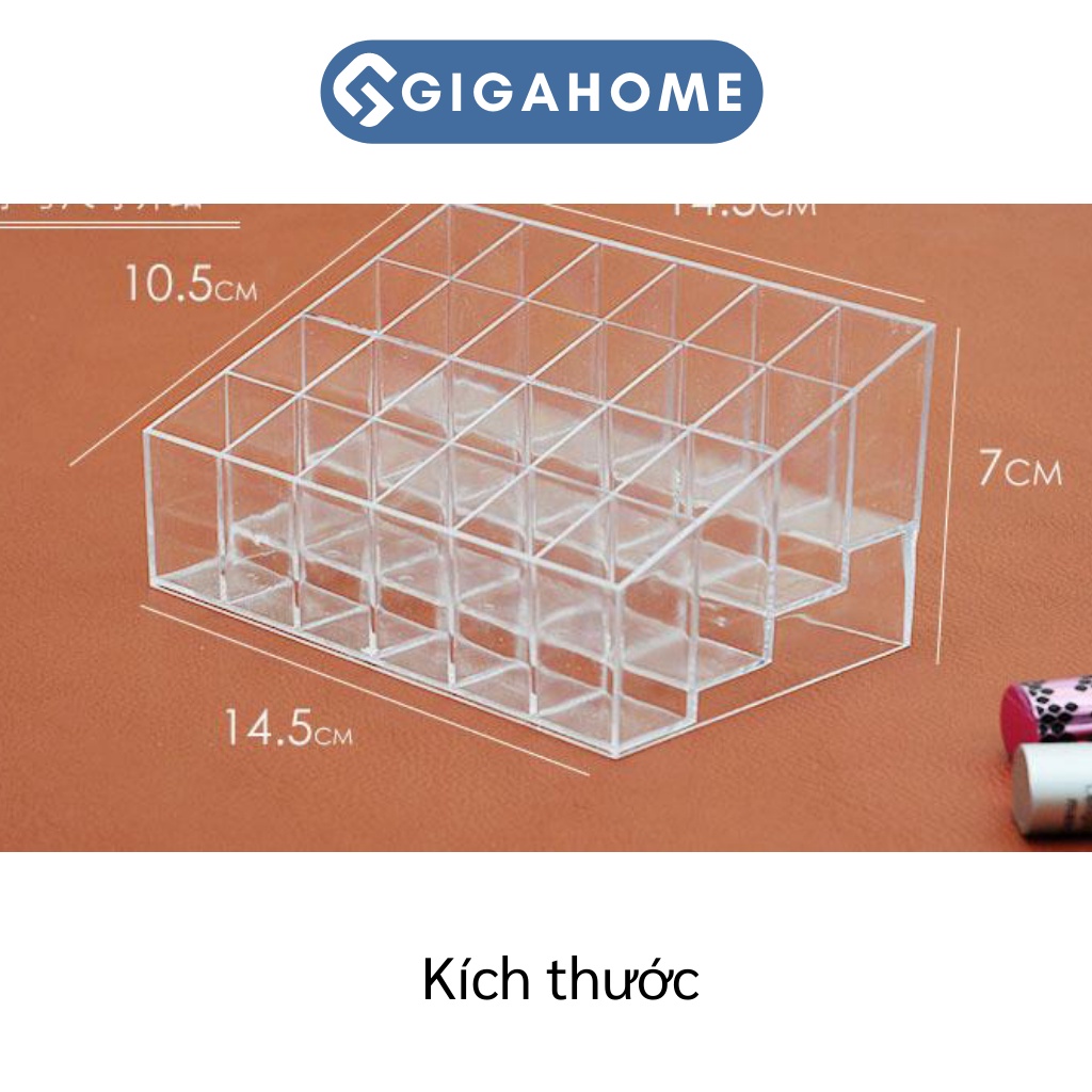 Khay Đựng Son 24 Ô GIGAHOME Nhựa Mica Loại Mỏng, Trong Suốt, Giúp Không Gian Gọn Gàng 4053