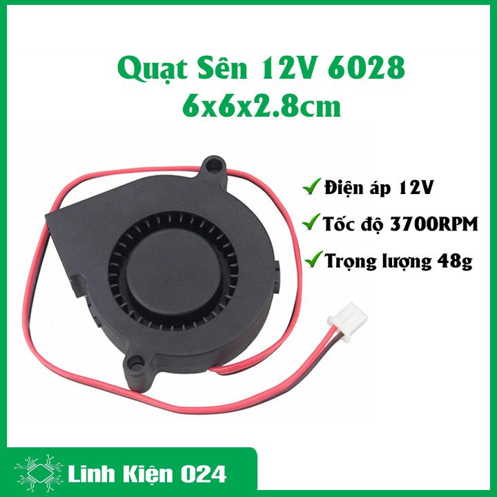 Quạt Sên 12V 6028 6x6x2.8cm Công Suất Cao