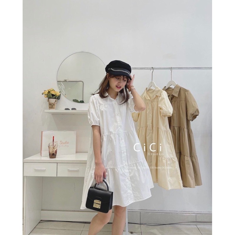 ( HÀNG QCCC) Váy BABYDOLL 3 Tầng , Cổ Sơ Mi , Tay Bồng Siêu xinh | BigBuy360 - bigbuy360.vn