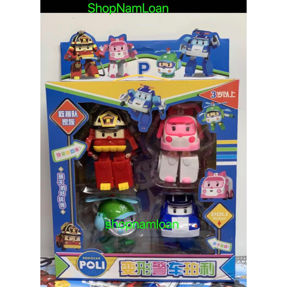 Hộp 4 Xe Đồ Chơi Robocar Poli Lắp Ghép Biến Hình 868-4