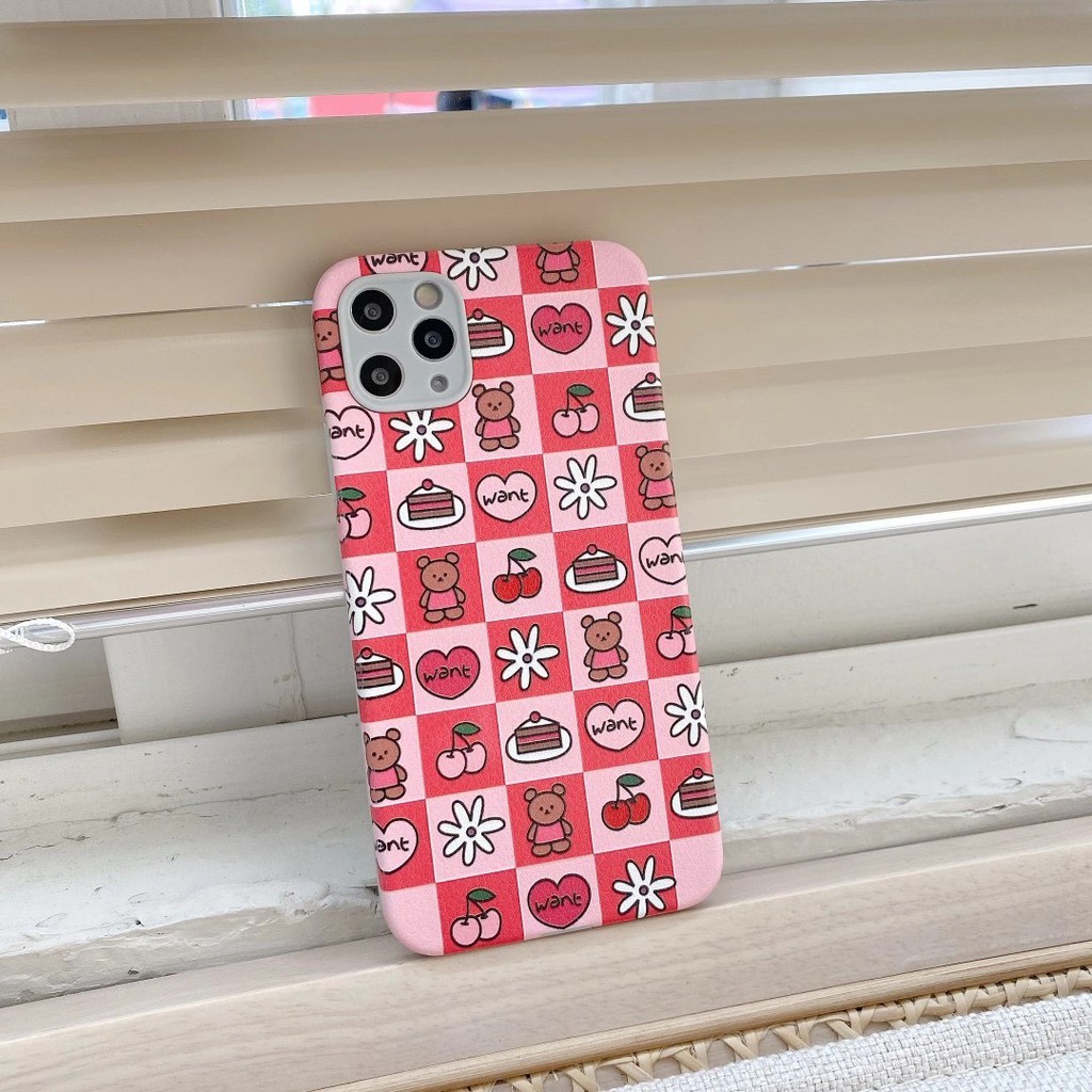 Ốp Điện Thoại In Hình Gấu Và Cherry Đáng Yêu Cho Iphone 7 8 + Ix Xr Xsmax 11 Pro Promax | BigBuy360 - bigbuy360.vn