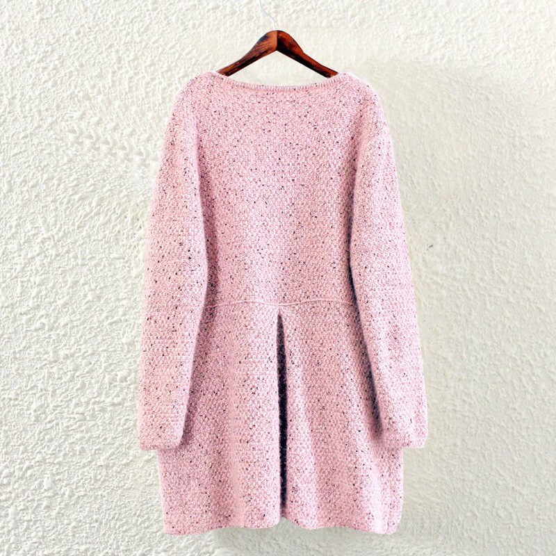 Áo khoác dạ tweed nữ dáng dài 2 túi K34