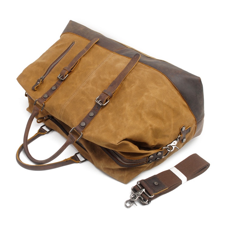 Túi Du Lịch Vải Canvas da bò thật bảo hành da 5 năm TT01 - BLACKLEATHER