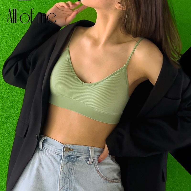 Cute Byte Áo Lót Crop Top Hai Dây Không Đường May Gợi Cảm Dễ Thương Có Đệm Tháo Rời Size S-XL Dành Cho Bạn Nữ