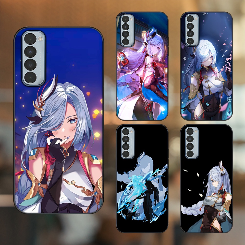 Ốp lưng Oppo Reno 4 Pro viền đen in hình Shenhe Genshin Impact